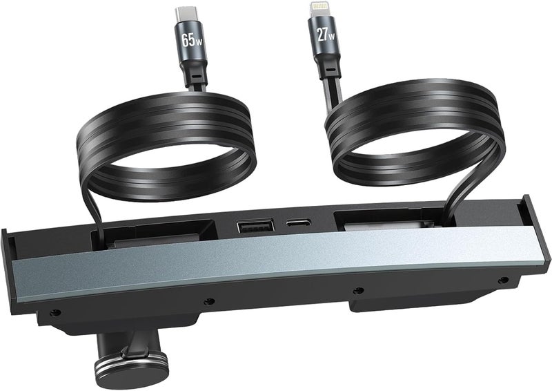 Lansan محور USB بقوة 65 واط لسيارة تسلا موديل 3 (موديل Y الجديد 2024 2025 2026 - شاحن سريع ملحقات تسلا لموديل 3 هايلاند (موديل Y الجديد) محور شاحن USB 4 منافذ شاحن هاتف قابل للسحب -S - Image 1